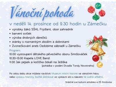 Vánoční pohoda u Zámečku zve na koncerty i zvonečkování