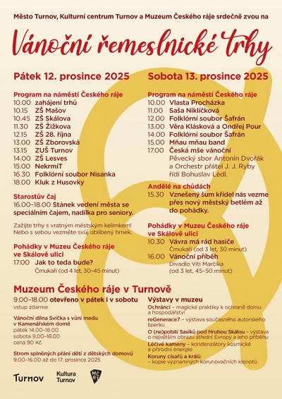 Vánoční řemeslnické trhy v Turnově letos 12. a 13. prosince