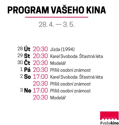 Projekt Vaše kino pokračuje v Jablonci i v týdnu 28. dubna až 3. května
