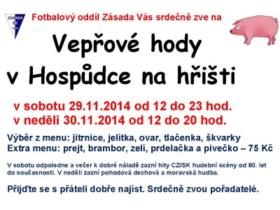 Zásadští fotbalisté zvou na vepřové hody