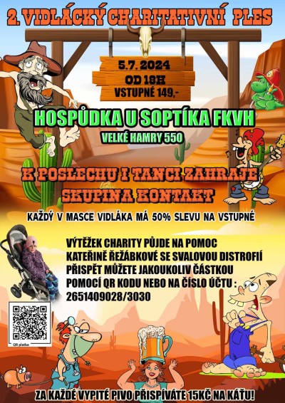 Vidlácký charitativní ples pořádají ve Velkých Hamrech