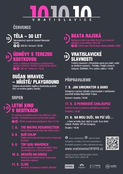 Program Kulturního centra Vratislavice 101010 o prázdninách