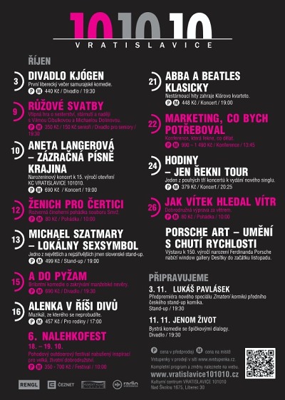 Program Kulturního centra Vratislavice 101010 v říjnu