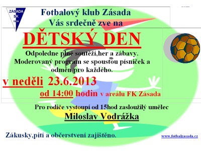 Dětský den v Zásadě chystají na neděli