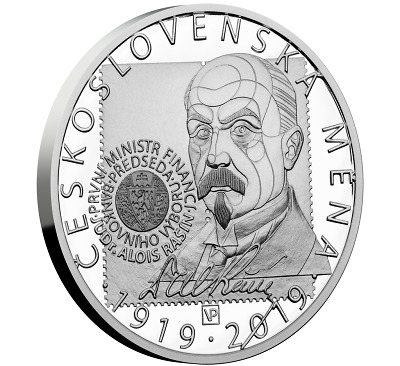 Sté výročí československé měny oslaví mincovna medailí Aloise Rašína