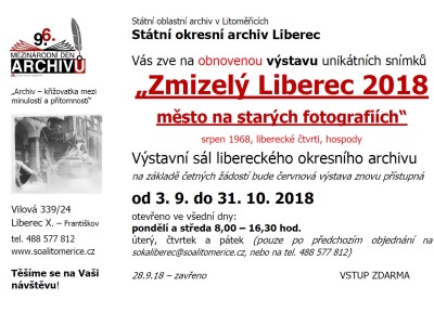 Zmizelý Liberec se vrací obnovením výstavy
