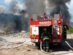 Velký požár skládky odpadu v Druzcově na Liberecku