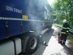 Požár brzdové obložení kamionu Scania