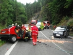 Dopravní nehoda dvou osobních vozidel na silnici I/10 za Železným Brodem směrem na Tanvald