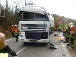 Převrácený kamion s uhlím zablokoval silnici v Grabštejně