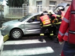 Nehoda autobusu s osobním autem Škoda Octavia v Rýnovické ulici v Jablonci nad Nisou