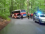 Nehoda autobusu s dodávkou v Raspenavě