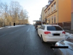 Poškozené Audi na křižovatce ulic Palackého a U Jeslí v Jablonci nad Nisou