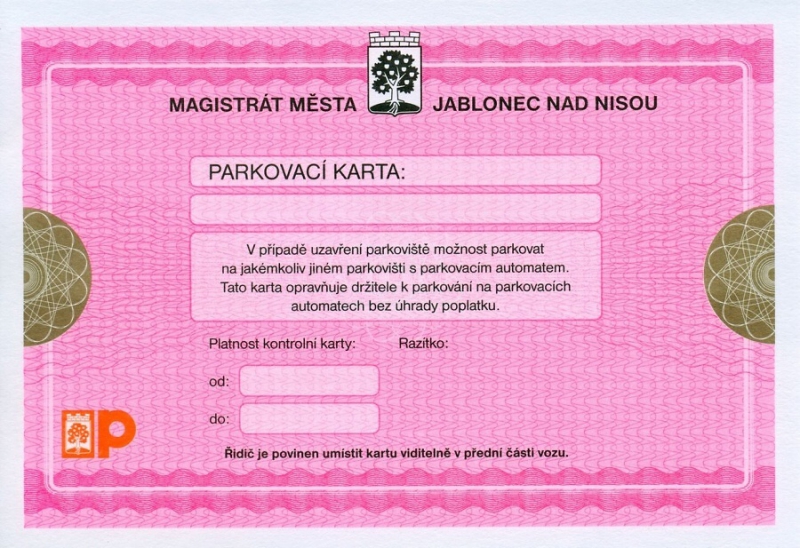 Kontrolní karta parkovací<br />Autor: Archiv magistrátu města Jablonec nad Nisou