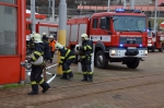 Požární cvičení v jedné z hal Dopravního podniku měst Liberce a Jablonce nad Nisou v ulici Mrštíkova v Liberci