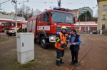 Požární cvičení v jedné z hal Dopravního podniku měst Liberce a Jablonce nad Nisou v ulici Mrštíkova v Liberci
