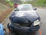 Nehoda dvou aut na silnici č. I/14 v katastru obce Jindřichov u Lučan