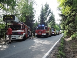 Zásah hasičů při požáru rekreačního objektu v Janově nad Nisou