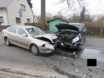 Nehoda dvou aut v jablonecké ulici Želivského
