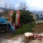 Přeprava a instalace vánočního stromu na parkoviště v centru Tanvaldu