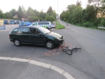 Střet cyklisty s autem v prostoru jablonecké křižovatky ulic U Přehrady a Smetanova