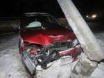 Nehoda na Smržovce, při které řidička přerazila betonový sloup