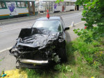Nehoda na jablonecké křižovatce ulic Liberecká a U Nisy, při které se střetlo osobní auto s tramvají