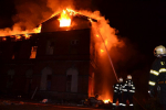 Hořící budova v místní části Liberec - Rochlice