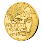 Další zlatou minci věnovala jablonecká mincovna zpěvákovi Karlu Krylovi
