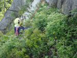 Prověřovací cvičení na záchranu tří osob z vyhlídkové skalní věže Terezínka nedaleko Tanvaldu