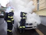 Požár osobního auta v Jablonci nad Nisou