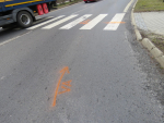Nehoda, při které byla v Harrachovské ulici v Jablonci na přechodu sražena chodkyně
