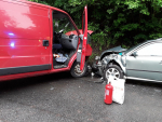 Nehoda osobního automobilu s dodávkou v Dolní Libchavě