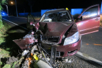 Nehoda s vozidlem Škoda Octavia v obci Huť