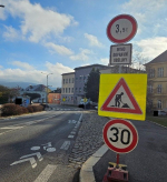 Místo dočasně zrušeného přechodu pro chodce na Horním náměstí v Jablonci nad Nisou