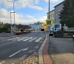 Místo dočasně zrušeného přechodu pro chodce na Horním náměstí v Jablonci nad Nisou